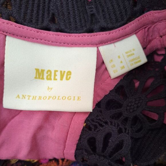 Anthropologie Maeve Kirstie Embroidered Floral Sleeveless Women's Boho Top Sz 4 - Picture 7 of 9